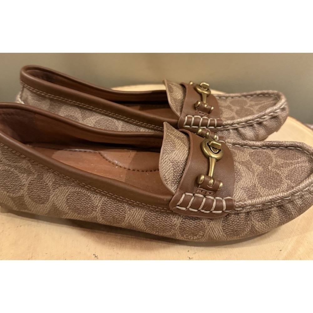 Coach Crosby Turnlock Driver Loafer Moccasin Signature Coated Canvas Women's 7.5 - Picture 4 of 16
